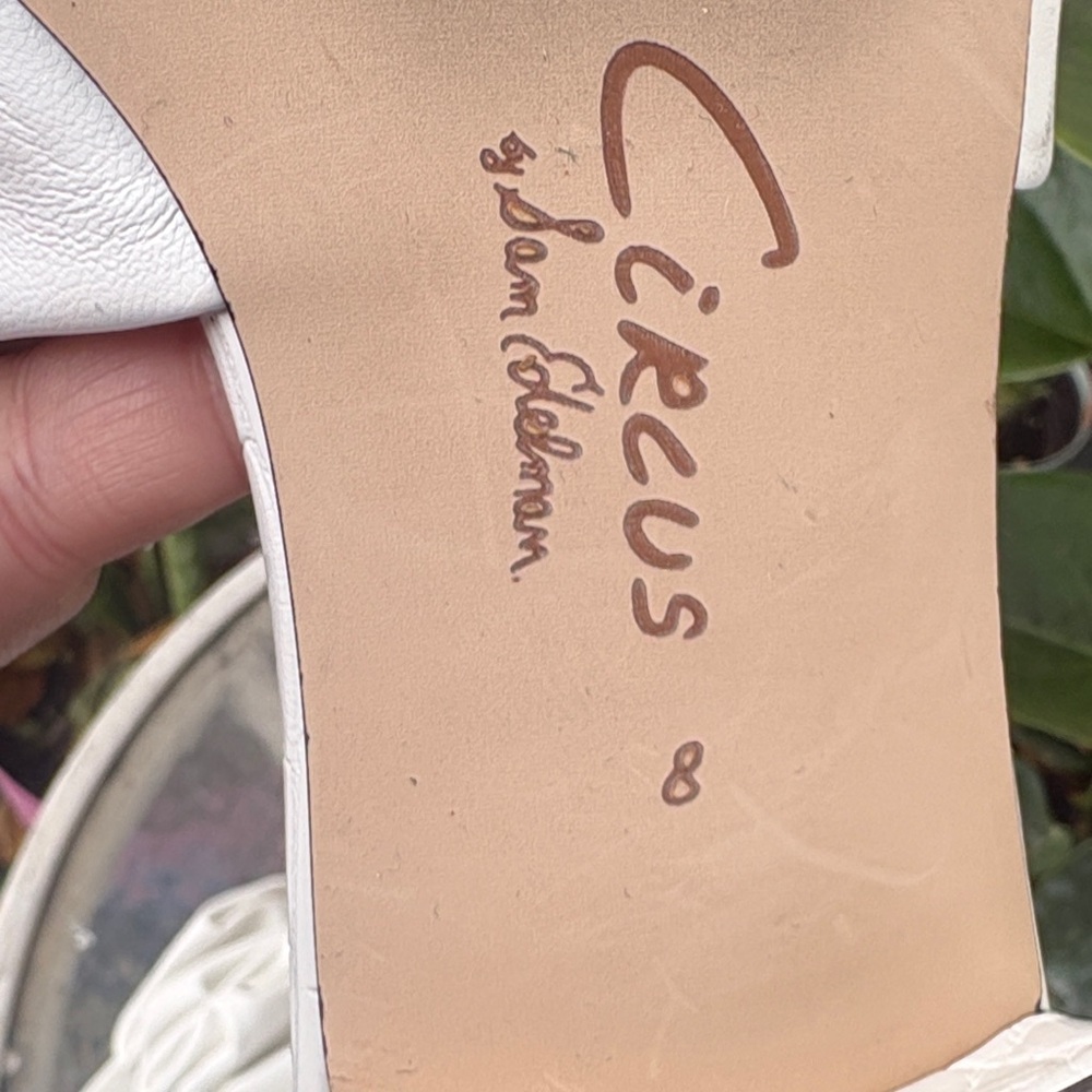 Circus by Sam Edelman White Ruched Croc-Embossed Slide Mules - Picture 2 of 5